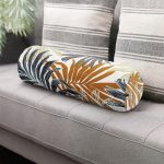 - RealHomes Özel Tasarımlı Dijital Baskılı İç Dolgulu Fermuarlı Silindir Yastık - Realhomes Kahverengi Ve Gri Yaprak Desenli İç Dolgulu Fermuarlı Çok Amaçlı Silindir Yastık Kırlent Realhomes