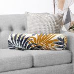 - RealHomes Özel Tasarımlı Dijital Baskılı İç Dolgulu Fermuarlı Silindir Yastık - Realhomes Kahverengi Ve Gri Yaprak Desenli İç Dolgulu Fermuarlı Çok Amaçlı Silindir Yastık Kırlent Realhomes