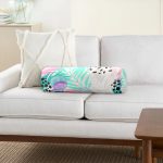 - RealHomes Özel Tasarımlı Dijital Baskılı İç Dolgulu Fermuarlı Silindir Yastık - Realhomes Sulu Boya Yaprak Desenli Dekoratif Modern İç Dolgulu Fermuarlı Çok Amaçlı Silindir Yastık Kırlent Realhomes