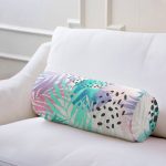 - RealHomes Özel Tasarımlı Dijital Baskılı İç Dolgulu Fermuarlı Silindir Yastık - Realhomes Sulu Boya Yaprak Desenli Dekoratif Modern İç Dolgulu Fermuarlı Çok Amaçlı Silindir Yastık Kırlent Realhomes