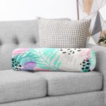 - RealHomes Özel Tasarımlı Dijital Baskılı İç Dolgulu Fermuarlı Silindir Yastık - Realhomes Sulu Boya Yaprak Desenli Dekoratif Modern İç Dolgulu Fermuarlı Çok Amaçlı Silindir Yastık Kırlent Realhomes