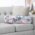 - RealHomes Özel Tasarımlı Dijital Baskılı İç Dolgulu Fermuarlı Silindir Yastık - Realhomes Sulu Boya Yaprak Motifli Dekoratif Dijital Baskılı İç Dolgulu Yumuşak Silindir Form Yastık Kırlent Realhomes