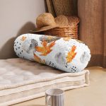 Mermer Desen Ve Kuru Yaprak Motifli Dekoratif İç Dolgulu Yumuşak Silindir Form Yastık Kırlent Realhomes