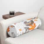 Mermer Desen Ve Kuru Yaprak Motifli Dekoratif İç Dolgulu Yumuşak Silindir Form Yastık Kırlent Realhomes