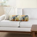 Realhomes Kahve Ve Gri Renk Yaprak Motifli Dijital Baskılı İç Dolgulu Fermuarlı Çok Amaçlı Silindir Yastık Kırlent Realhomes