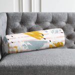 - RealHomes Özel Tasarımlı Dijital Baskılı İç Dolgulu Fermuarlı Silindir Yastık - Realhomes Beyaz Zeminde Sulu Boya Pembe Yan Çizgi Motifli İç Dolgulu Fermuarlı Çok Amaçlı Silindir Yastık Kırlent Realhomes