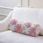 - RealHomes Özel Tasarımlı Dijital Baskılı İç Dolgulu Fermuarlı Silindir Yastık - Realhomes  Sulu Boya Tropik Yaprak Desenli Özel Tasarım Modern İç Dolgulu - Fermuarlı Süet Berjer Silindir Yastık Kırlent Realhomes