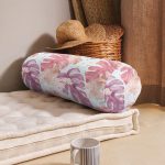 - RealHomes Özel Tasarımlı Dijital Baskılı İç Dolgulu Fermuarlı Silindir Yastık - Realhomes  Sulu Boya Tropik Yaprak Desenli Özel Tasarım Modern İç Dolgulu - Fermuarlı Süet Berjer Silindir Yastık Kırlent Realhomes