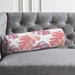 - RealHomes Özel Tasarımlı Dijital Baskılı İç Dolgulu Fermuarlı Silindir Yastık - Realhomes  Sulu Boya Tropik Yaprak Desenli Özel Tasarım Modern İç Dolgulu - Fermuarlı Süet Berjer Silindir Yastık Kırlent Realhomes