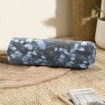 Papatya Desenli Dekoratif Özel Tasarım İç Dolgulu - Fermuarlı Süet Silindir Daire Yastık Kırlent Realhomes