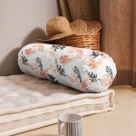 Turuncu Siyah Renkli Yaprak Dijital Baskılı Özel Tasarım İç Dolgulu Süet Silindir Yastık Kırlent - Bel Yastığı Realhomes