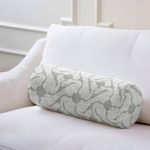 Kot Zemin Üzerinde Soyut Çizimli Dekoratif İç Dolgulu - Fermuarlı Süet Silindir Yuvarlak Yastık Kırlent Realhomes