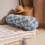 Kahverengi Çizgiler Üzerinde Soyut Çizimli Dijital Baskılı İç Dolgulu - Fermuarlı Süet Silindir Daire Yastık Kırlent Realhomes