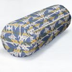 Kahverengi Çizgiler Üzerinde Soyut Çizimli Dijital Baskılı İç Dolgulu - Fermuarlı Süet Silindir Daire Yastık Kırlent Realhomes