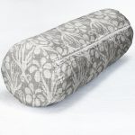 - RealHomes Özel Tasarımlı Dijital Baskılı İç Dolgulu Fermuarlı Silindir Yastık - Realhomes  Gri Kot Zeminde Çiçek Ve Dal Motifli Özel Tasarım İç Dolgulu - Fermuarlı Süet Silindir Yuvarlak Yastık Kırlent Realhomes