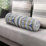 - RealHomes Özel Tasarımlı Dijital Baskılı İç Dolgulu Fermuarlı Silindir Yastık - Realhomes  Kot Zeminli Düz Çizgili Yaprak Motifli İç Dolgulu Yumuşak Silindir Form Yastık Kırlent Realhomes