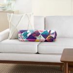 Geometrik Üçgen İçerisinde Kuş Dijital Baskılı İç Dolgulu - Fermuarlı Süet Berjer Silindir Yastık Kırlent Realhomes