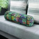 Etnik Kareli Tasarım Dijital Baskılı Modern İç Dolgulu - Fermuarlı Süet Silindir Yuvarlak Yastık Kırlent Realhomes