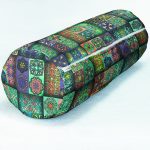 Etnik Kareli Tasarım Dijital Baskılı Modern İç Dolgulu - Fermuarlı Süet Silindir Yuvarlak Yastık Kırlent Realhomes