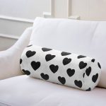 Modern Kalp Desenli Dijital Baskılı Dekoratif Yastık Kırlent Kılı İç Dolgulu Süet Silindir Yastık Kırlent - Bel Yastığı Realhomes