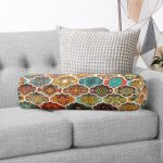 - RealHomes Özel Tasarımlı Dijital Baskılı İç Dolgulu Fermuarlı Silindir Yastık - Realhomes  Etnik Tasarımlı Ogea Temalı Dijital Baskılı İç Dolgulu Süet Silindir Yastık Kırlent - Bel Yastığı Realhomes