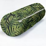 3D Tropik Yaprak Tasarımlı Dijital Baskılı İç Dolgulu - Fermuarlı Süet Silindir Yuvarlak Yastık Kırlent Realhomes