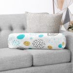 - RealHomes Özel Tasarımlı Dijital Baskılı İç Dolgulu Fermuarlı Silindir Yastık - Realhomes Beyaz Zeminde Mavi Gold Puanlı Dijital Baskılı Modern İç Dolgulu - Fermuarlı Süet Silindir Yuvarlak Yastık Kırlent Realhomes