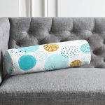 - RealHomes Özel Tasarımlı Dijital Baskılı İç Dolgulu Fermuarlı Silindir Yastık - Realhomes Beyaz Zeminde Mavi Gold Puanlı Dijital Baskılı Modern İç Dolgulu - Fermuarlı Süet Berjer Silindir Yastık Kırlent Realhomes