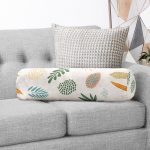 - RealHomes Özel Tasarımlı Dijital Baskılı İç Dolgulu Fermuarlı Silindir Yastık - Realhomes Ekru Zeminli Yaprak Motifler Dijital Baskılı Modern İç Dolgulu - Fermuarlı Süet Silindir Yuvarlak Yastık Kırlent Realhomes