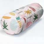 Renkli Amazon Yapraklı Motifler Dijital Baskılı Modern İç Dolgulu - Fermuarlı Süet Silindir Yuvarlak Yastık Kırlent Realhomes