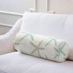 Vizon Zeminde Deniz Yıldızı Motifli Dijital Baskılı Modern İç Dolgulu - Fermuarlı Süet Silindir Rulo Yastık Kırlent Realhomes