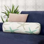 Vizon Zeminde Deniz Yıldızı Motifli Dijital Baskılı Modern İç Dolgulu - Fermuarlı Süet Silindir Rulo Yastık Kırlent Realhomes