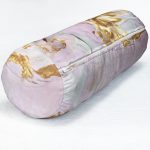 Gold Detaylı Soyut Çizimli Dijital Baskılı Modern İç Dolgulu - Fermuarlı Süet Berjer Silindir Yastık Kırlent Realhomes