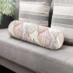 - RealHomes Özel Tasarımlı Dijital Baskılı İç Dolgulu Fermuarlı Silindir Yastık - Realhomes  Beyaz Zeminli Soft Renkli Yapraklı Dijital Baskılı Modern İç Dolgulu - Fermuarlı Süet Silindir Daire Yastık Kırlent Realhomes