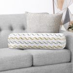 - RealHomes Özel Tasarımlı Dijital Baskılı İç Dolgulu Fermuarlı Silindir Yastık - Realhomes  Beyaz Zeminde Gold Ve Siyah Çizgili Dijital Baskılı Modern İç Dolgulu - Fermuarlı Süet Silindir Rulo Yastık Kırlent Realhomes