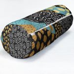 Siyah Beyaz Zeminde Gold Detaylı Renkli Çizim Dijital Baskılı Modern İç Dolgulu Süet Silindir Yastık Kırlent - Bel Yastığı Realhomes