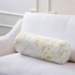 - RealHomes Özel Tasarımlı Dijital Baskılı İç Dolgulu Fermuarlı Silindir Yastık - Realhomes  Gri Beyaz Zeminde Gold Detaylı Çizim Dijital Baskılı Modern İç Dolgulu Yumuşak Silindir Form Yastık Kırlent Realhomes