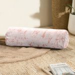 Pudra Zemin Üzerinde Gölge Desenli Dijital Baskılı Modern İç Dolgulu Süet Silindir Yastık Kırlent - Bel Yastığı Realhomes