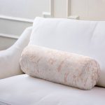 Pudra Zemin Üzerinde Gölge Desenli Dijital Baskılı Modern İç Dolgulu Süet Silindir Yastık Kırlent - Bel Yastığı Realhomes