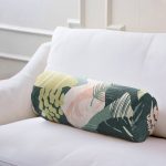 - RealHomes Özel Tasarımlı Dijital Baskılı İç Dolgulu Fermuarlı Silindir Yastık - Realhomes  Koyu Zeminde Onedraw Çizimli Yeşil Renkli Yapraklar Dijital Baskılı Modern İç Dolgulu - Fermuarlı Süet Silindir Yuvarlak Yastık Kırlent Realhomes
