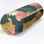 - RealHomes Özel Tasarımlı Dijital Baskılı İç Dolgulu Fermuarlı Silindir Yastık - Realhomes Renkli Zemin Üzerinde Koyu Renkli Yapraklar Dijital Baskılı Modern İç Dolgulu Fermuarlı Çok Amaçlı Silindir Yastık Kırlent Realhomes