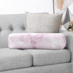 Pembe Zemin Üzerinde Sarmaşık Desenli Dijital Baskılı Modern İç Dolgulu - Fermuarlı Süet Berjer Silindir Yastık Kırlent Realhomes