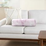 Pembe Zemin Üzerinde Sarmaşık Desenli Dijital Baskılı Modern İç Dolgulu - Fermuarlı Süet Berjer Silindir Yastık Kırlent Realhomes