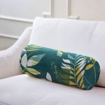 - RealHomes Özel Tasarımlı Dijital Baskılı İç Dolgulu Fermuarlı Silindir Yastık - Realhomes  Renkli Zemin Üzerinde Yaprak Motifli Dijital Baskılı Modern İç Dolgulu - Fermuarlı Süet Silindir Daire Yastık Kırlent Realhomes