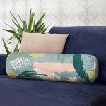 - RealHomes Özel Tasarımlı Dijital Baskılı İç Dolgulu Fermuarlı Silindir Yastık - Realhomes Renkli Zemin Üzerinde Soyut Çizimli Dijital Baskılı Modern İç Dolgulu Yumuşak Silindir Form Yastık Kırlent Realhomes