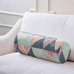 Renkli Zemin Üzerinde Üçgen Desenli Dijital Baskılı Modern İç Dolgulu - Fermuarlı Süet Silindir Yuvarlak Yastık Kırlent Realhomes