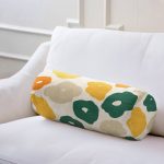 Renkli Zeminde Onedraw Çizimli Dijital Baskılı Modern İç Dolgulu Fermuarlı Çok Amaçlı Silindir Yastık Kırlent Realhomes