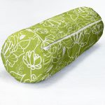 Renkli Zemin Üzerinde Onedraw Çizimli Çiçek Desenli Dijital Baskılı Modern İç Dolgulu - Fermuarlı Süet Silindir Daire Yastık Kırlent Realhomes