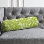 Renkli Zemin Üzerinde Onedraw Çizimli Çiçek Desenli Dijital Baskılı Modern İç Dolgulu - Fermuarlı Süet Silindir Daire Yastık Kırlent Realhomes