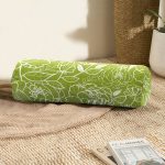 Renkli Zemin Üzerinde Onedraw Çizimli Çiçek Desenli Dijital Baskılı Modern İç Dolgulu - Fermuarlı Süet Silindir Daire Yastık Kırlent Realhomes